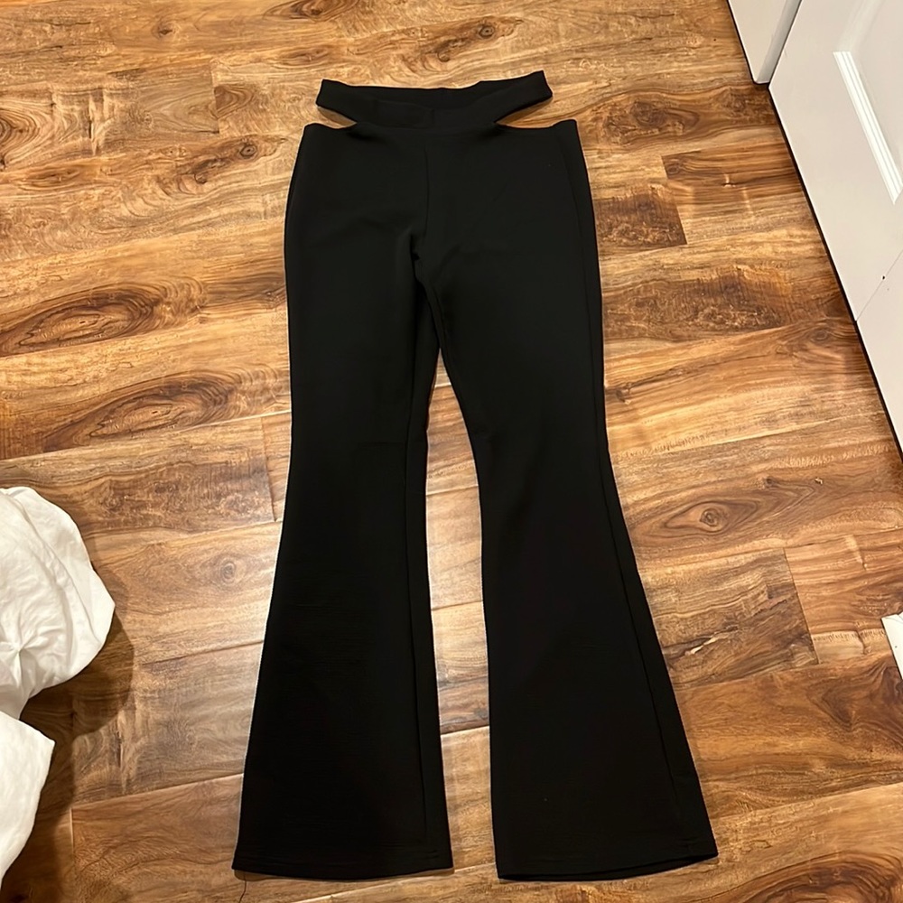 Black, stretchy, waist cutout pants